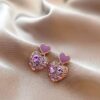 Purple Stone Heart Style Earrings