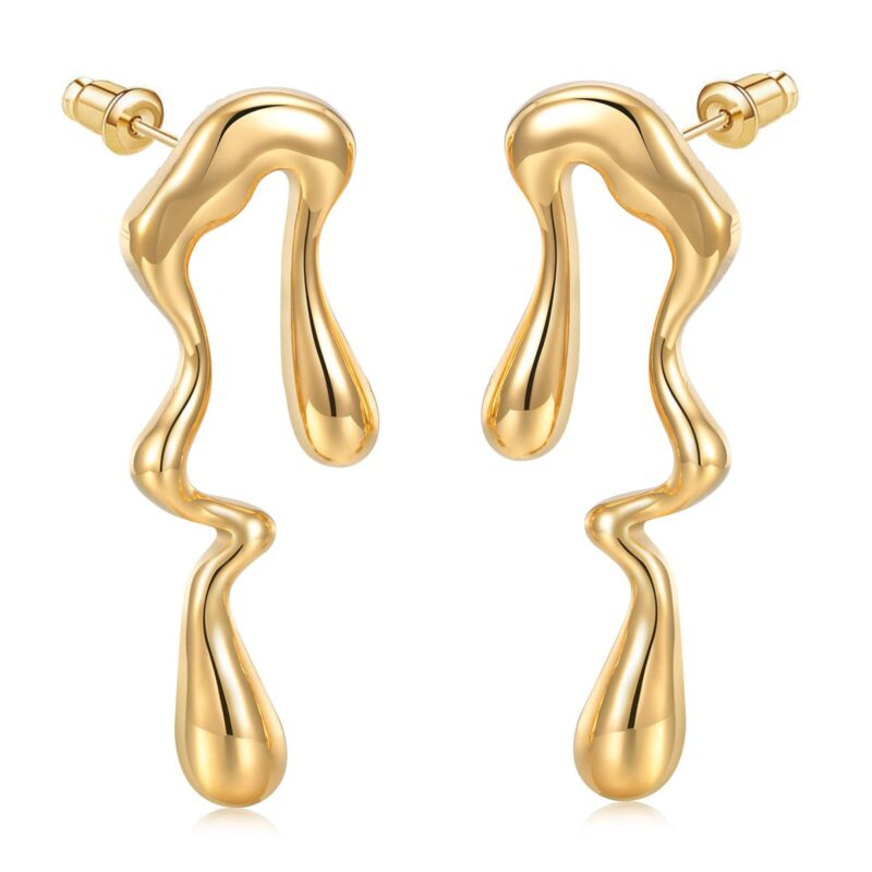 Big Fancy Gold Plated Fashion Earrings - Image 4