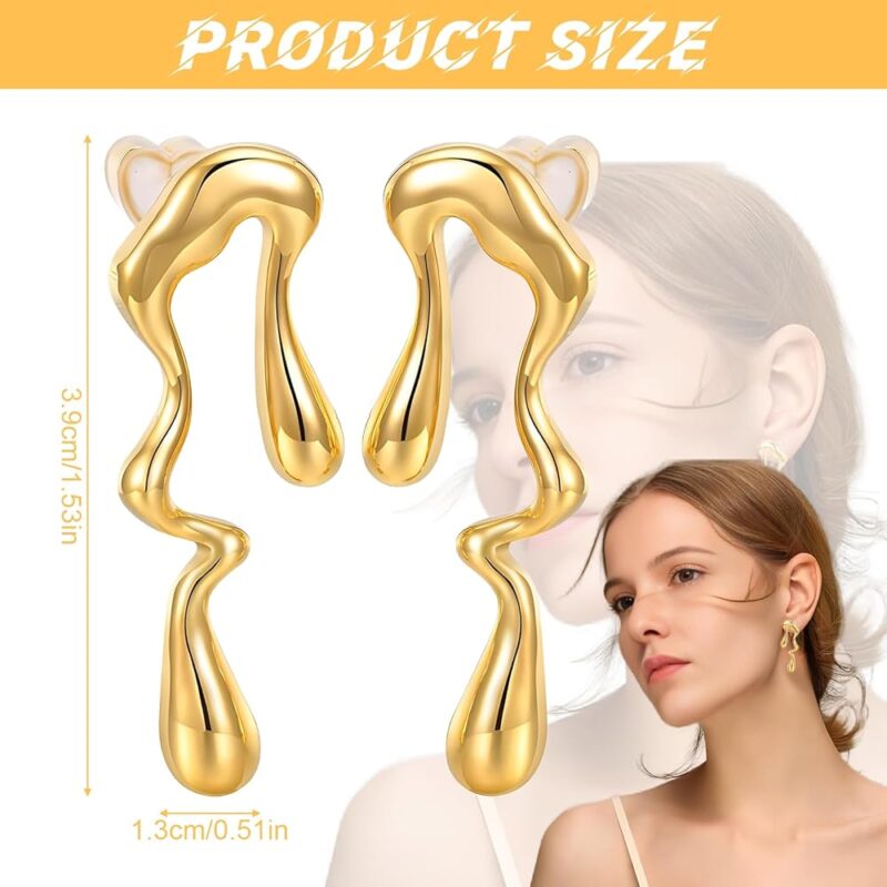 Big Fancy Gold Plated Fashion Earrings - Image 5