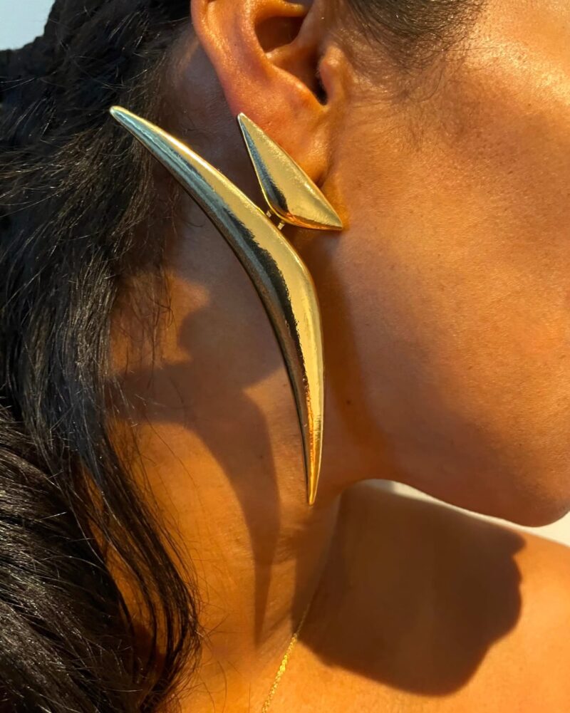 Big Fancy Gold Plated Earrings - Image 3