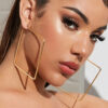 Oversized Big Square Gold Plated Earrings