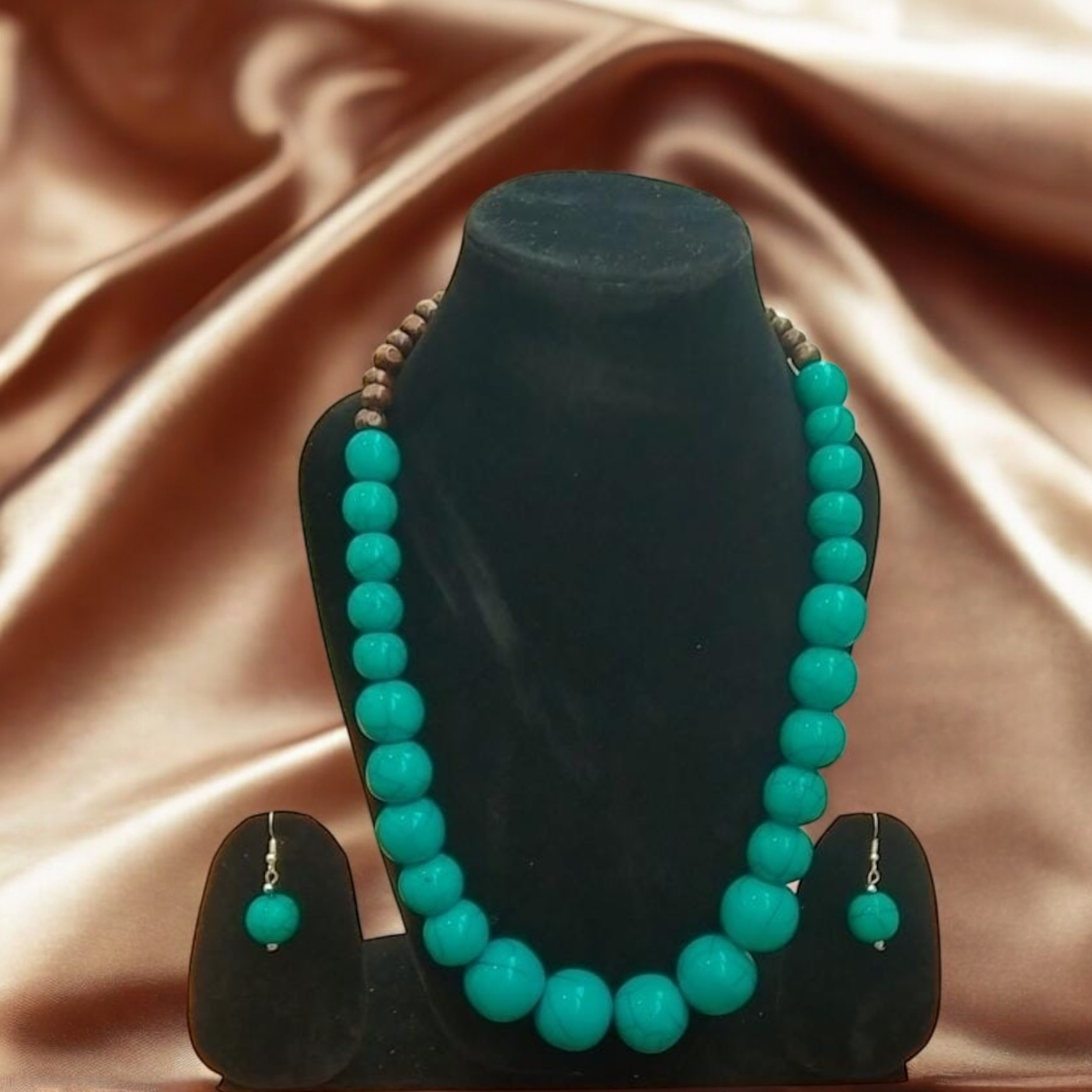Fancy Resin Turquoise Blue Necklace Set