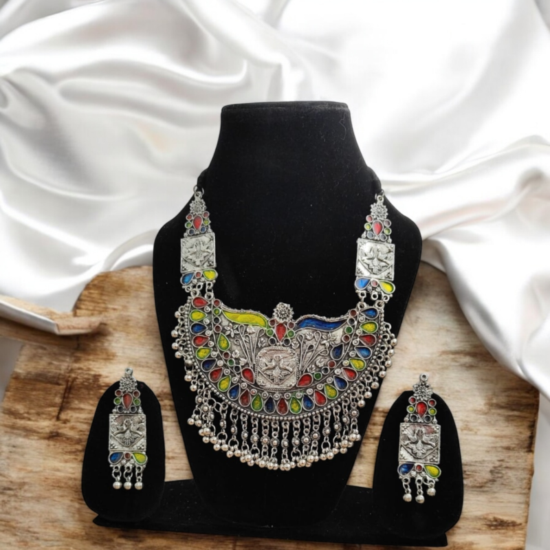 Multi Color Meena Oxidised Set - Image 4