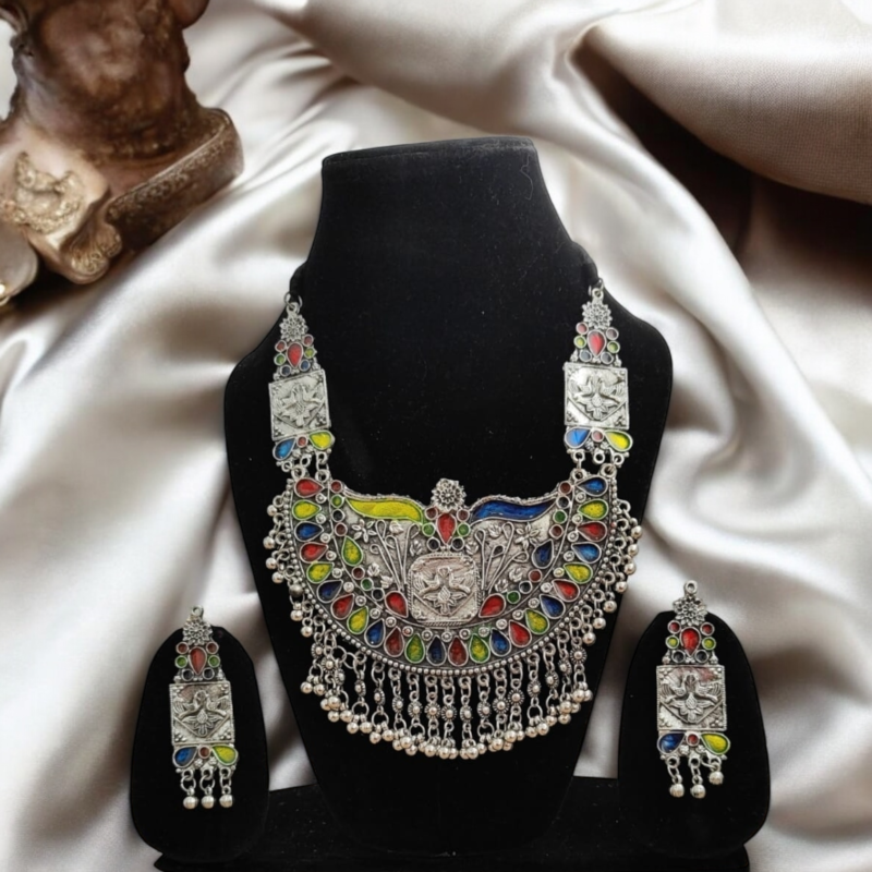 Multi Color Meena Oxidised Set - Image 3
