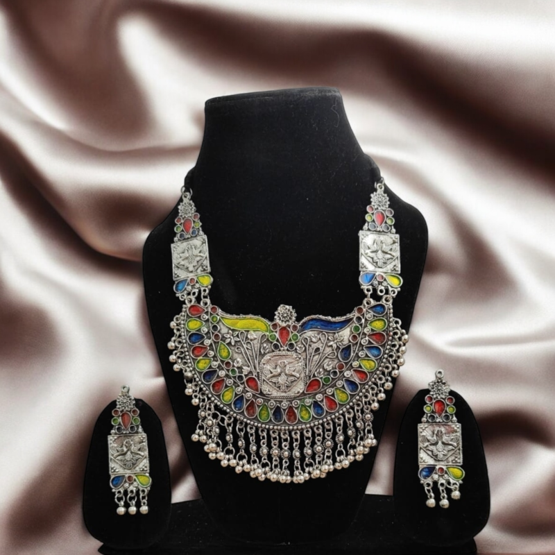 308Multi Color Meena Oxidised Set - Image 3