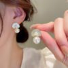 JJK95Double Pearl Zircon Stud Earrings: