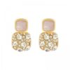 201Gold-Toned Mother of Pearl and Crystal Studded Square Drop Earrings