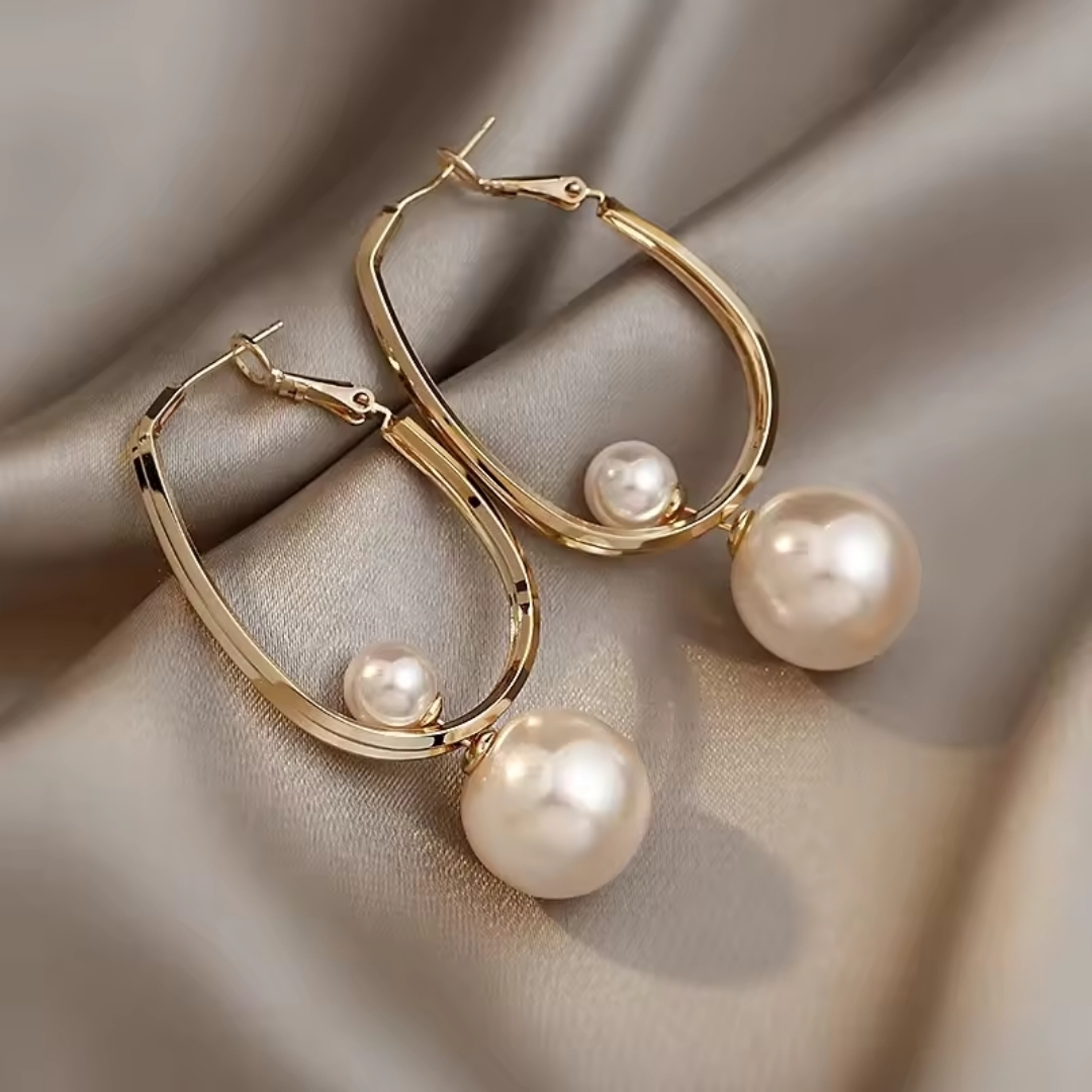 Pearl Hoop Earrings - Image 2
