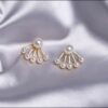 Pearl Ear Jacket Earrings with a Fan Design.