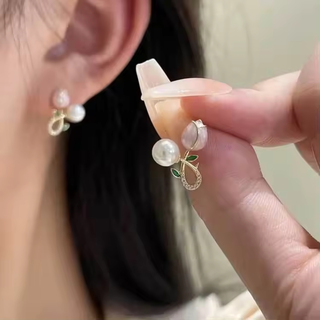 Tulip Pearl Flower Earrings. - Image 2