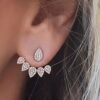 Rose Gold-Plated Rhinestone Teardrop Ear Jacket Earrings