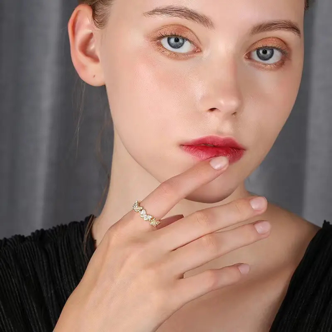 Gold Plated Butterfly Open Ring with Cubic Zirconia. - Image 5