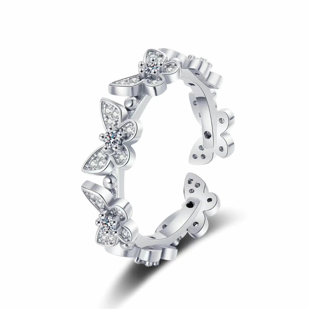 Gold Plated Butterfly Open Ring with Cubic Zirconia. - Image 4