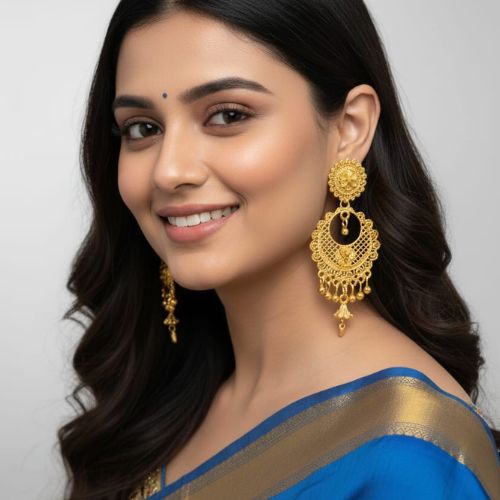135gold jhumka earrings,