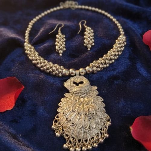 23Beautiful oxidised set or Oxidised silver jewelry set - Image 4