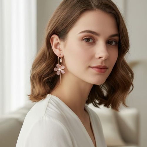 113Flower hanging earrings