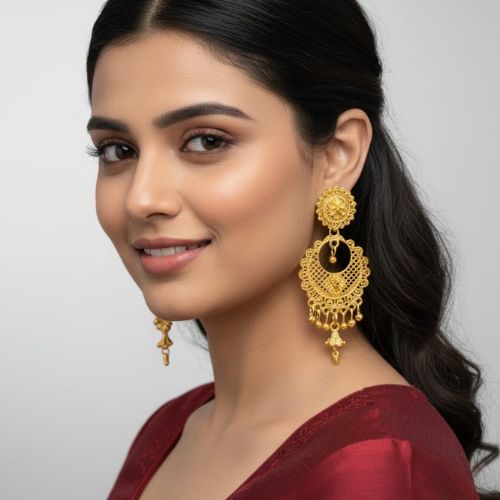 135gold jhumka earrings, - Image 2