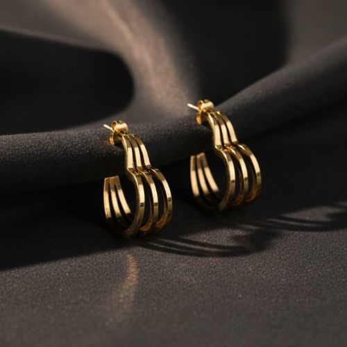 JJK 36 Double Circle Pearl and Rhinestone Earrings or Double Circle Diamond Rhinestone Pearl Earrings. - Image 3