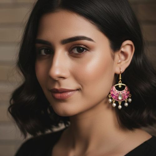 296 Meenakari Chandbali earrings