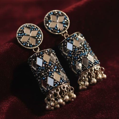 356 Oxidised Jhumka earrings - Image 2