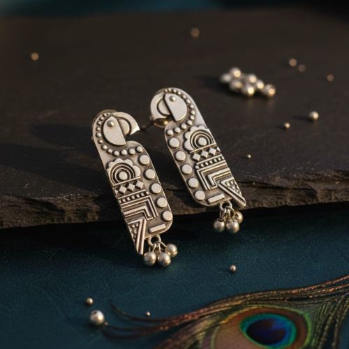 394 oxidized silver parrot design earrings - Image 3