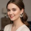 105Fashion Gold-Plated Pearl and Crystal Cluster Earrings or Elegant Pearl and Crystal Branch Dangle Earrings.