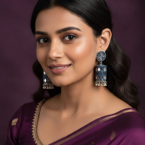 356 Oxidised Jhumka earrings