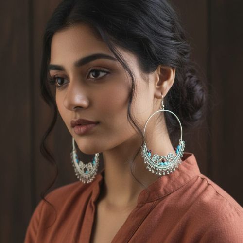 380 oxidized Chandbali earrings,