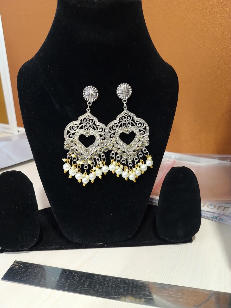 German Silver Oxidized Fashion Earrings - Image 2