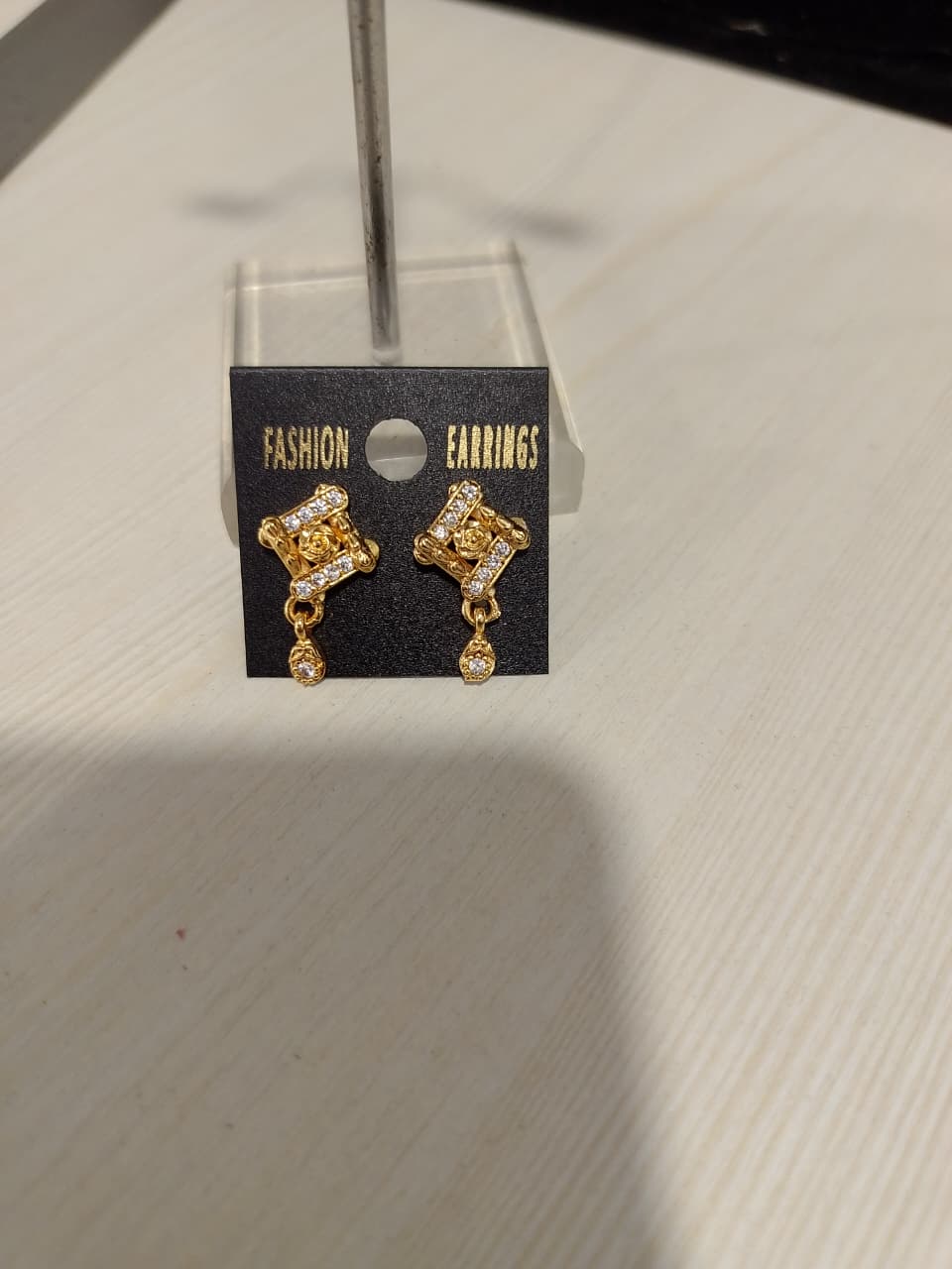 gold-plated American Diamond (AD) stud earrings