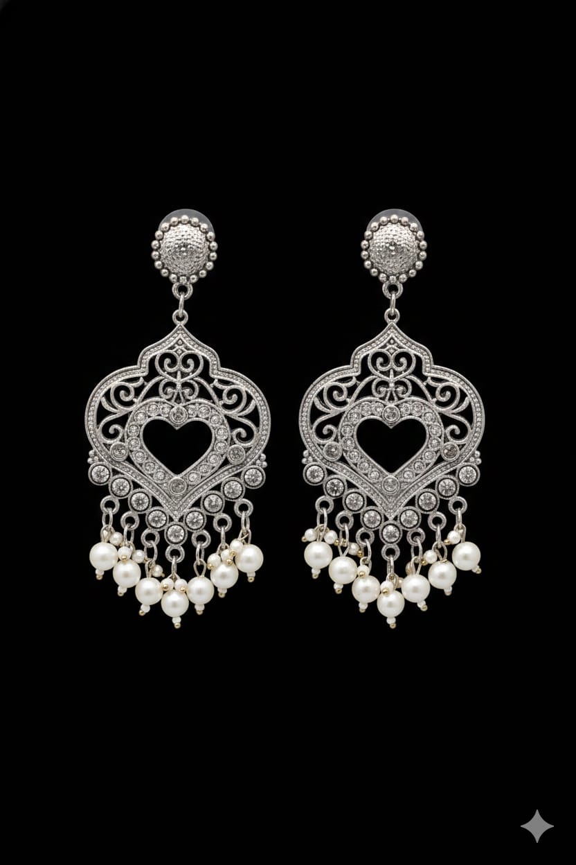 German Silver Oxidized Fashion Earrings