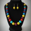 colorful bead necklace and matching dangle earrings,