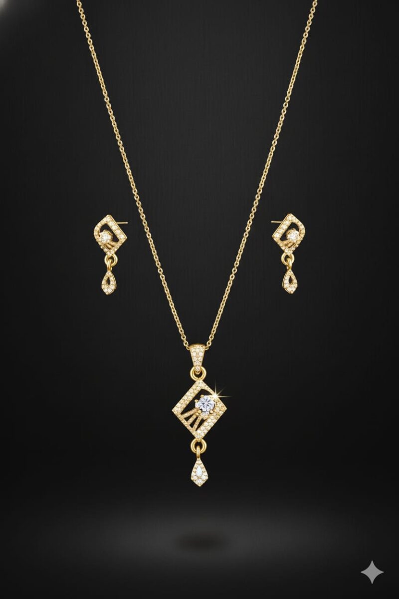184gold-plated pendant set adorned with sparkling American Diamonds (also known as Cubic Zirconia) - Image 3