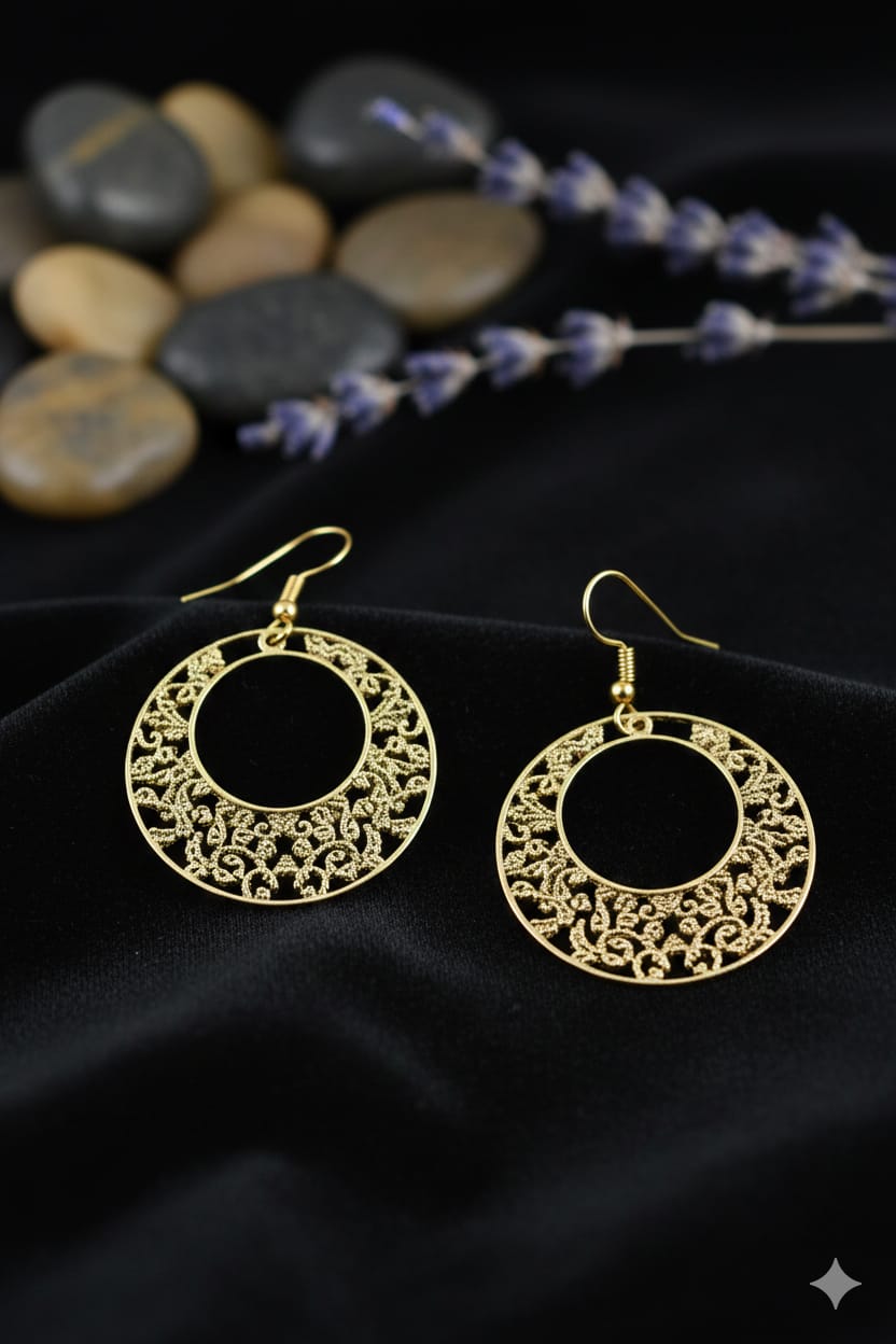 Golden self drop earrings.