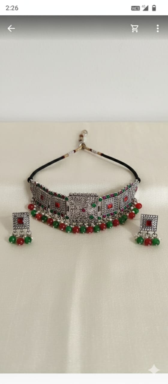Meenakari Red Green NecklaceJJ029