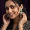 354 Oxidised Green Meenakari Jhumka Earrings