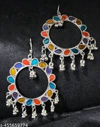 Multi-color Oxidised Jhumka Earrings - Image 2