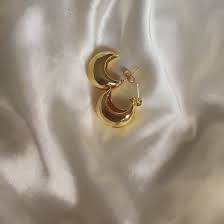 gold-toned crescent moon hoop earrings - Image 2