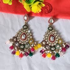 Fancy Kundan or Polki Earrings - Image 2