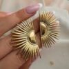 140Gold Plated Half Sun / Fan-Shaped Earrings.