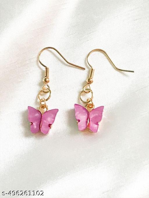 KA44 Pearl long chain butterfly Earrings.