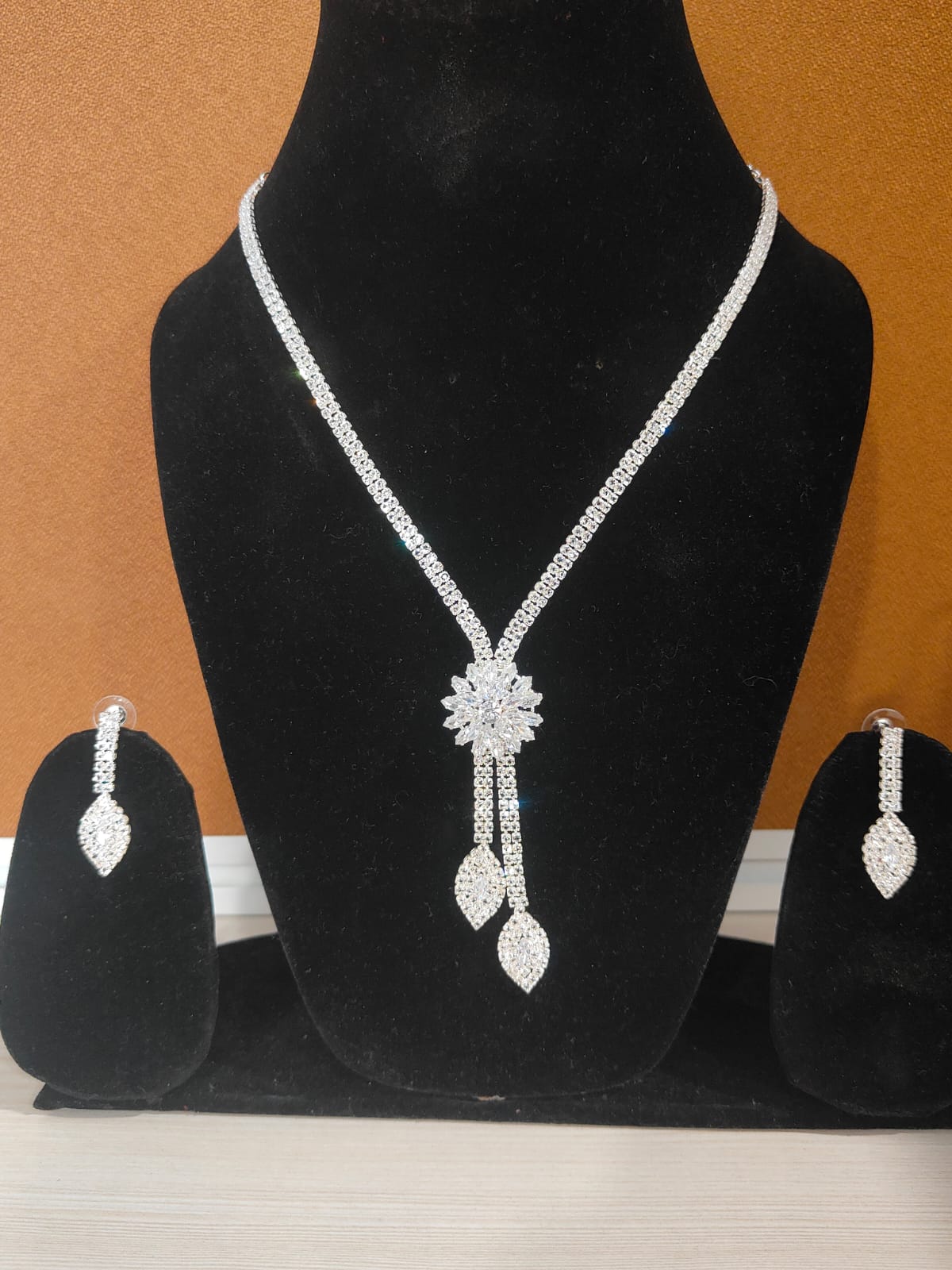 Zircon or Cubic Zirconia (CZ) Necklace and Earrings Set.