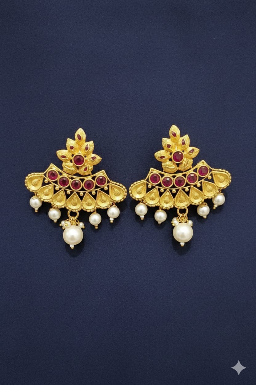 This is a pair of traditional Indian earrings, often referred to as jhumkas or chandbalis