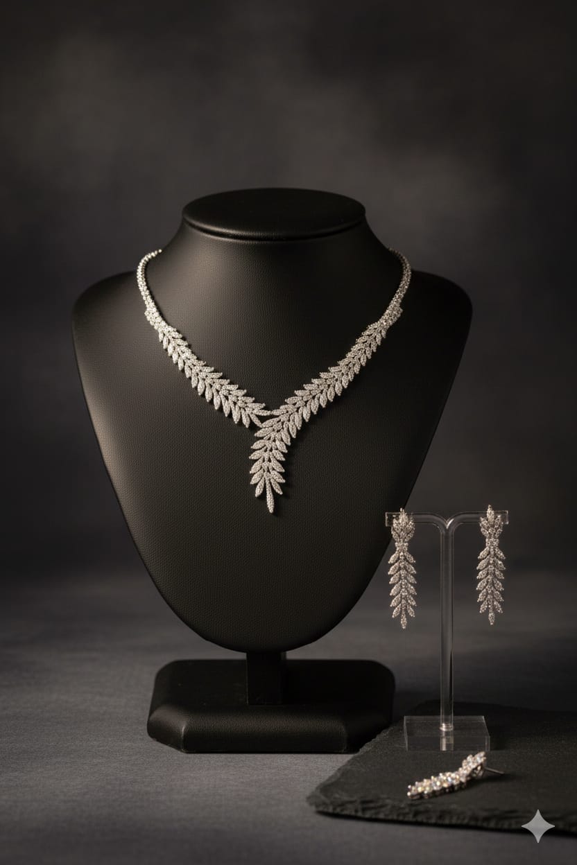 Mystic Leaf AD Necklace Set