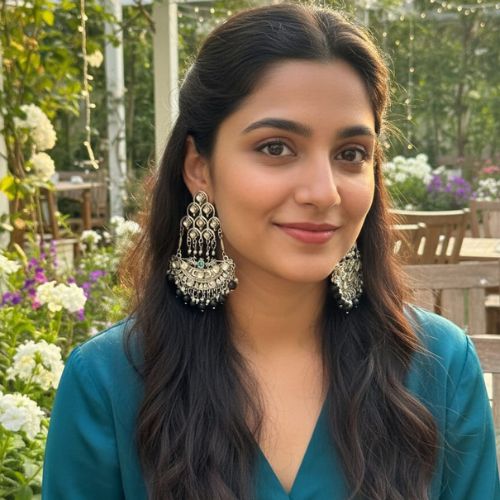 571 oxidised silver jhumkas