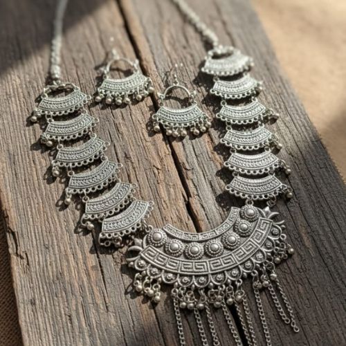 543 SRK Fashions Oxidised Silver Silver Jewellery Set - Image 2