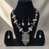 598 multicolor German silver shell and thread beads necklace set.