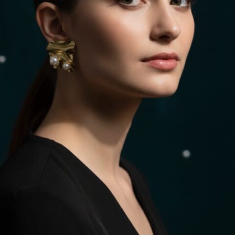 N14 gold-tone textured stud earrings