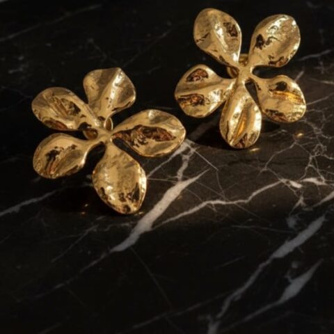 N15  similar stylish gold floral earrings